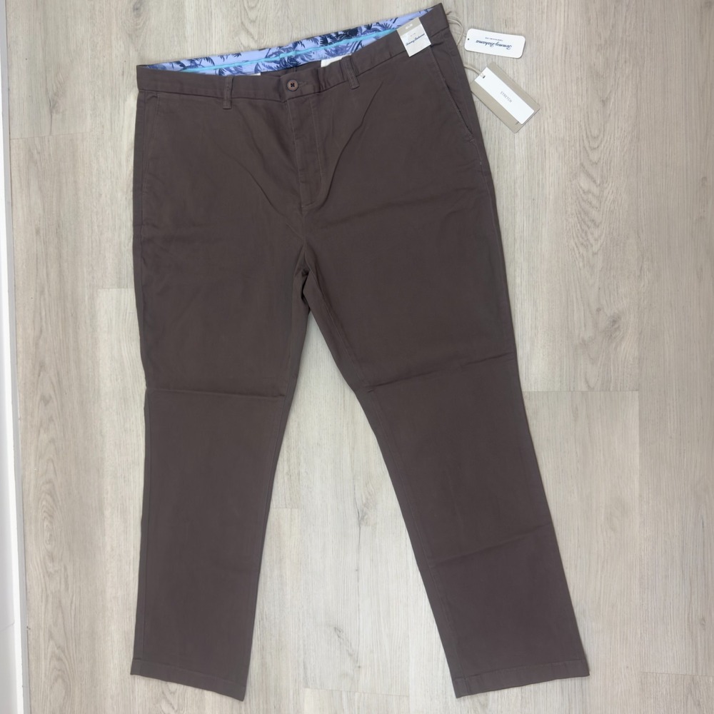 Tommy Bahama Boracay Flat Front Chino Pants Mens 42x30 Bison Brown $138